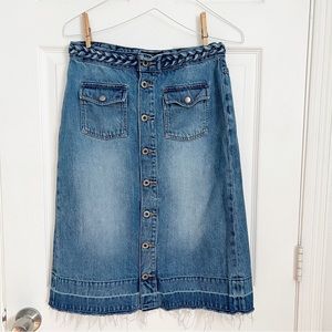 Lucky Brand | Denim Light Wash Blue Jean Midi Skirt Size 6